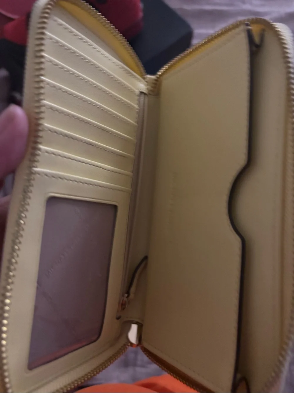 Michael Kors Yellow Pebbled Leather Zip Wallet with Wristlet